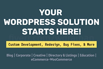 customize, update, redesign, bug fix, clone, revamp or build wordpress website