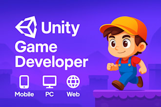 create unity games for android, ios, PC, and webgl