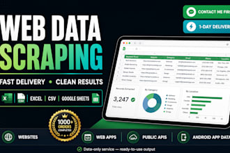 do data entry, data mining, and web scraping to excel