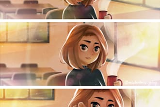 draw cute and colorful digital illustrations