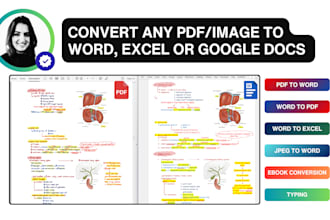 convert any PDF or jpg files into word, excel or google docs