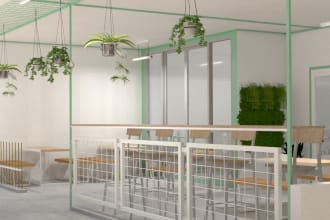 cafe interior design rendering