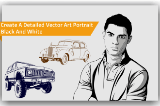 create detailed vector art black and white your pictures