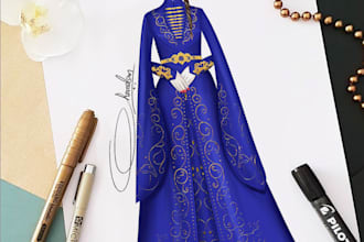 draw realistic fashion illustration or sketch