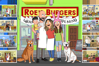 custom couple portrait bob burgers style