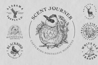 create vintage logo animal or anything with hand drawn style