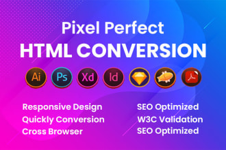 convert xd to html, figma to html, psd to html responsive bootstrap