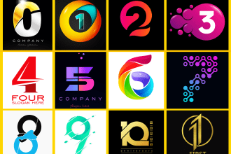 do number and initial name logo