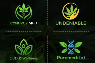 design medical cannabis hemp natural and cbd oil logo