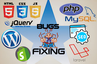 do wordpress, PHP, laravel, mysql, HTML, CSS, js bug fixing