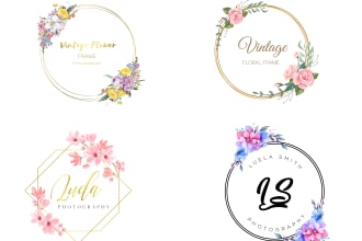 design feminine watercolor floral,boutique and female logo