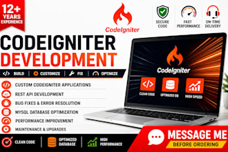 develop, customize or fix custom codeigniter web application