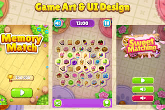 create 2d game art assets, icons, props, and UI
