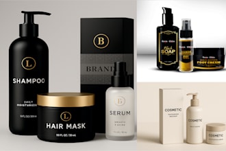 create modern minimal packaging and labels for cosmetics