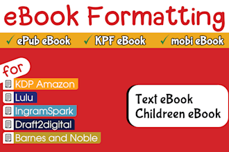 do epub ebook formatting, kdp amazon, lulu, ingram, google