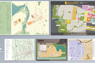 design a proximity and location amenities map illustration
