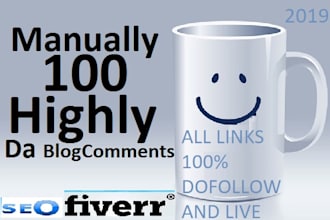 100 manual dofollow backlinks with blog comments high da, pa, tf, cf