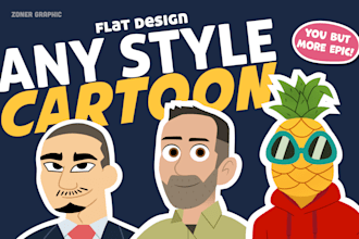 draw your portrait in a minimalist flat cartoon style