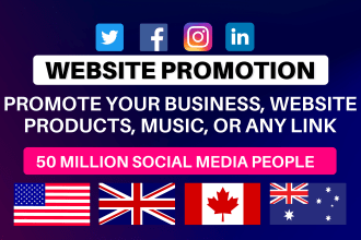 promote your business, website, product or any link on 50m social media people