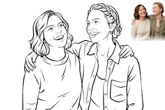 draw a modern minimalist line art portrait illustration