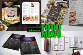 design menu, food digital menu and poster