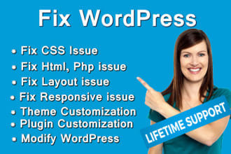 fix wordpress issues, css fix, modify, speed up in 24 hour