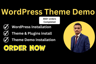 install wordpress theme and  upload demo within 2 hrs