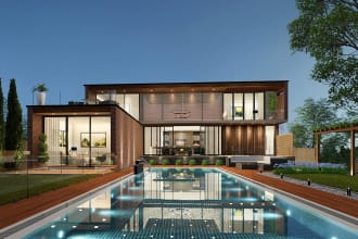 render exterior and interior by vray, lumion, revit, 3dsmax, sketchup