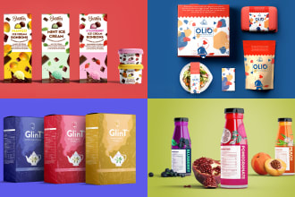 design a creative food product packaging, pouch, box design