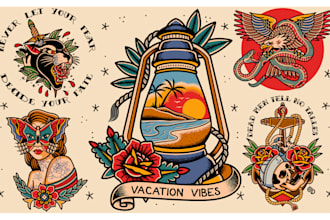create awesome old school tattoo style design