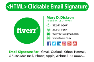 create modern HTML email signature for gmail, outlook, and apple