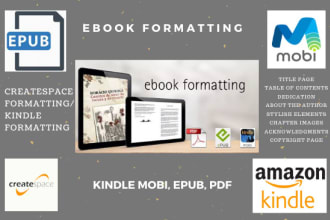 ebook formatting, kindle formatting, paperback formatting