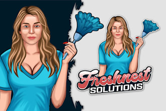 do modern business caricature, portrait, cartoon logo design