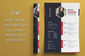 edit, write and design a cv, cover letter or portfolio