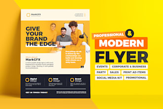 do business flyer design, poster, postcard and media kit for marketing