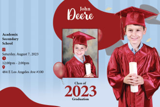 professional graduation invitation flyer, postcard design
