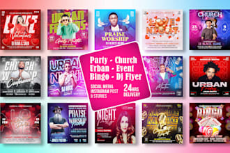 design church, night party, urban, event, bingo flyer poster