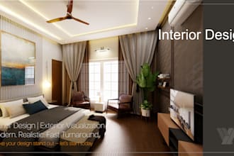 do interior design, exterior visualization, and 3d rendering