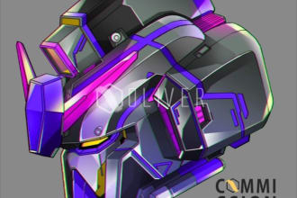 draw any gundam or mecha head with simple bg