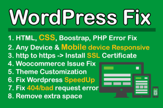 fix your wordpress issue and mobile device responsive issue
