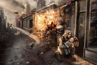 illustrate videogame environment concept art