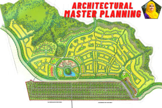 render architectural site plan, master plan, floor plan, elevation