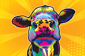 do colorful pop art portraits of pets and animals