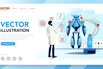 make vector illustration for landing page or website asset