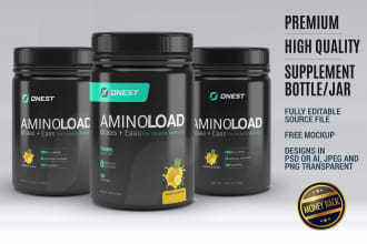 design premium supplement package, label, jar, box or bottle