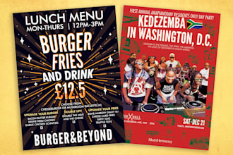 design illustrated retro, vintage, pop art event flyer