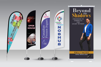 design feather flag, roll up banner