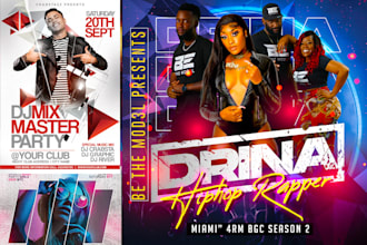 design flyers for djs, clubs, concerts, birthdays, brochures, or poster