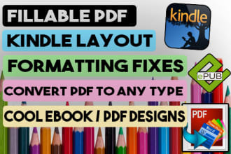 create fillable pdf, formatting ebook, kindle, epub convert