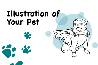 create a black and white line illustration design for your pet